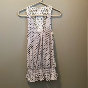 Love Scene Women’s Juniors Tank Blouse Polka Dots Lace Size Medium